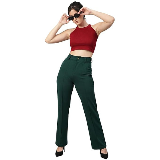 Olive Retro Wide Leg Trousers