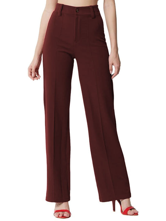 Wine Retro Wide Leg Trousers