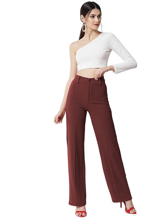 Wine Retro Wide Leg Trousers