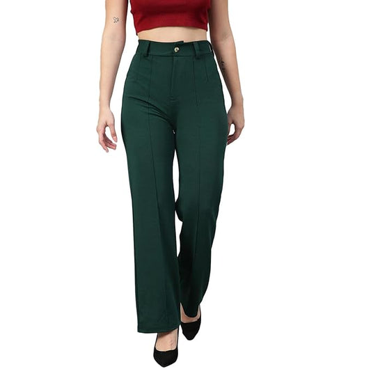 Olive Retro Wide Leg Trousers